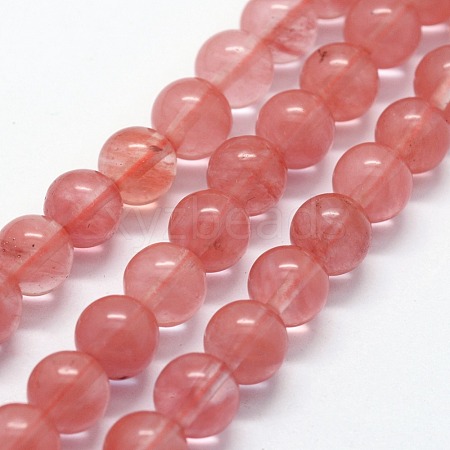 Cherry Quartz Glass Beads Strands X-G-I199-28-6mm-1