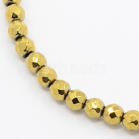 Grade A Electroplate Magnetic Synthetic Hematite Round Beads Strands G-N0014-3mm-18C-1