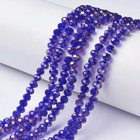 Electroplate Transparent Glass Beads Strands EGLA-A034-T6mm-F15-1