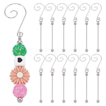 12Pcs Iron Beaded Hook Christmas Tree Decoration AJEW-AR0005-57-1