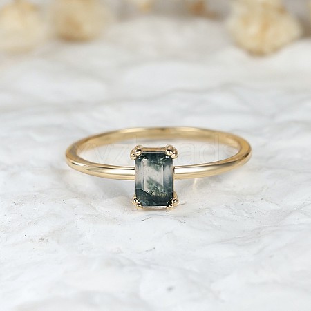 Brass and Moss Agate Finger Rings for Women FS-WGD1EDF-02-1