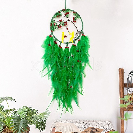 Woven Net/Web with Feather Wind Chime TREE-PW0005-05-1