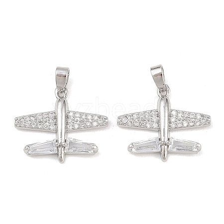 Brass Micro Pave Clear Cubic Zirconia Pendants KK-G549-18D-P-1