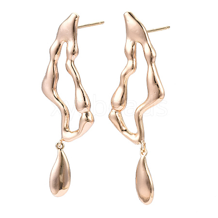 Brass Twist Oval Dangle Stud Earrings for Women EJEW-N012-46-1