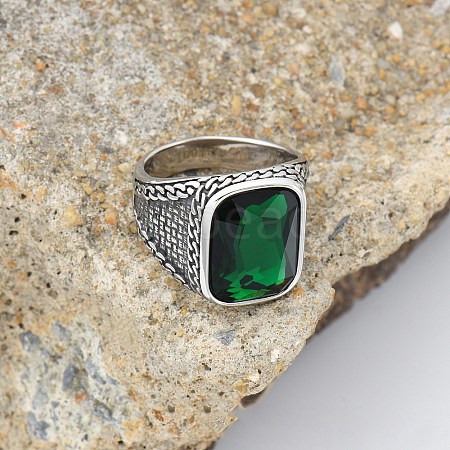 304 Stainless Steel with Cubic Zirconia Finger Rings for Men FS-WG67565-35-1