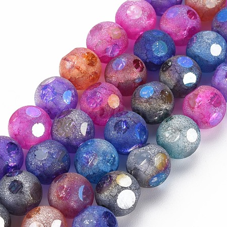 Transparent  Electroplate Crackle Glass Beads Strands X-EGLA-T008-13-1