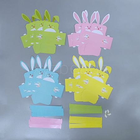 12Pcs 4 Colors Square Paper Storage Gift Boxes with Handle CON-WH0095-53-1