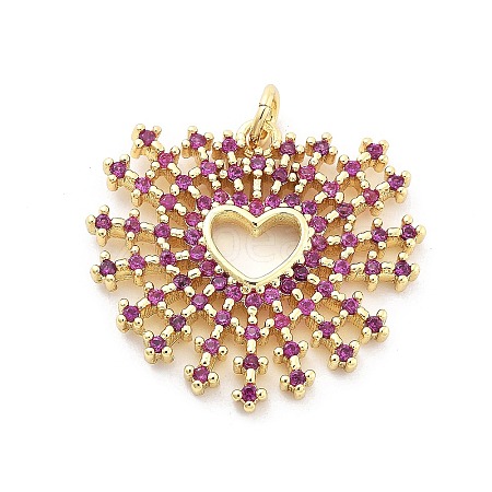 Brass Micro Pave Cubic Zirconia Pendants KK-Q006-35G-01-1