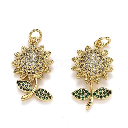 Brass Micro Pave Cubic Zirconia Pendants X-ZIRC-L100-039G-1