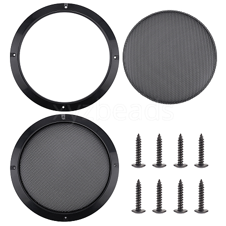Round Iron with Plastic Mesh Speaker Grills Covers DIY-WH0430-395-1