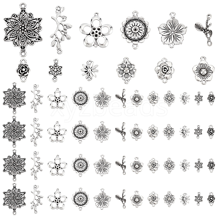 120Pcs 12 Styles Tibetan Style Zinc Alloy Connector Charms FIND-PH0005-74-1