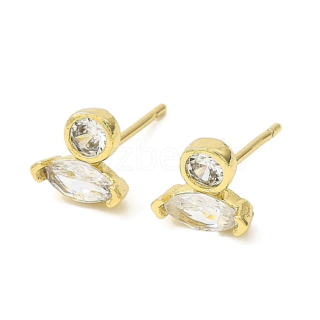 Real 18K Gold Plated Brass Horse Eye Stud Earrings EJEW-L270-19G-02-1