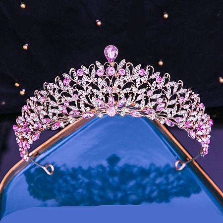 Alloy Rhinestone Crown Hair Bands PW-WG495EE-04-1