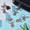   6Pcs Tibetan Style Alloy Angel Pendant Keychain with Fairy Charm and Tree of Life Charm KEYC-PH0001-91-4