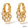 304 Stainless Steel Cubic Zirconia Flat Round Tassel Chandelier Earrings FS-WG9F9FA-03-1