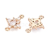 Brass Pave Clear Cubic Zirconia Connector Charms KK-G462-04G-2