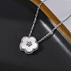 304 Stainless Steel Pave Natural White Shell Flower Pendant Necklaces for Women NJEW-U032-16P-03-2