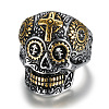 Two Tone Stainless Steel Skull Finger Ring PW-WG85306-05-1