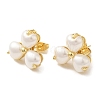 Clover ABS Imitation Pearl Studs Earrings EJEW-K289-05G-2