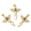 Cross with Wing Brass Micro Pave Clear Cubic Zirconia Pendants KK-K385-083G-2