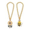 2Pcs 2 Styles Sunflower & Bees Alloy Enamel Cup Charms HJEW-JM02583-1