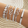 6Pcs 6 Styles Alloy Bangles WG70F83-14-1