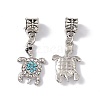 Tortoise Alloy Rhinestone European Dangle Charms ALRI-E002-01AS-06-1