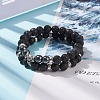 2Pcs 2 Style Natural Lava Rock & Synthetic Hematite Stretch Bracelets Set with Alloy Tube Beaded BJEW-JB08319-2