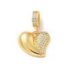 Brass Micro Pave Clear Cubic Zirconia Heart European Dangle Charms KK-U044-03G-1