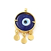 Rack Plating Handmade Evil Eye Lampwork Pendants KK-F838-01E-G-2