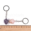 201 Stainless Steel with Natural Gemstone Pendants Keychain G-Q172-04P-3