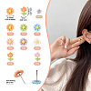 10pcs 8 style Flower Porcelain Stud Earrings EJEW-TA0001-30-2