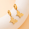 Vintage French Style Stainless Steel Butterfly Hoop Earrings for Sweet Daily Dating Outfits VI4462-1-1