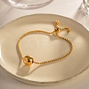 304 Stainless Steel Round Ball Charm Box Chain Slider Bracekets for Women MP4435-4-4