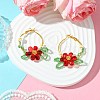 Woven Glass Flower Huggie Hoop Earring EJEW-MZ00235-02-2