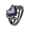 Heart Brass Micro Pave Cubic Zirconia Finger Rings FS-WG4D14B-06-1