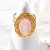 Oval Natural Rose Quartz Finger Rings RJEW-M063-01G-13-4