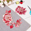  2Pcs 2 Style Peony Polyester Embroidery Sew on Clothing Patches PATC-NB0001-11D-4