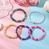 Natural Weathered Agate Beads Stretch Bracelets for Women BJEW-JB11412-1