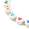 Heart Opaque Acrylic Beads Stretch Bracelet for Teen Girl Women BJEW-JB06860-5