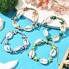 4Pcs 4 Colors Natural Cowrie Shell & Synthetic Turquoise Braided Nylon Bracelets for Women BJEW-JB11535-1