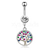 Colorful Cubic Zirconia Dangle Belly Button Rings WG9960A-02-1