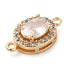 Brass Pave Clear Cubic Zirconia Connector Charms KK-G503-31G-2