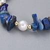 Natural Lapis Lazuli Chip Beaded Bracelets BJEW-JB04933-04-2