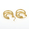 Brass Triple Hoop Earrings EJEW-G282-04G-2