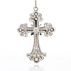 Antique Silver Tone Alloy Rhinestone Cross Big Pendants RB-J141-14AS-2