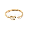304 Stainless Steel & Natural Shell & Imitation Pearl Cuff Rings for Women RJEW-G372-01G-04-4