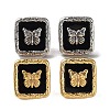 6 Pair 2 Color Square & Butterfly Acrylic Stud Earrings EJEW-A024-05-2