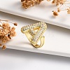 Rack Plating Brass Micro Pave Clear Cubic Zirconia Cuff Finger Rings for Women RJEW-M028-01G-5