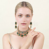 Rectangle Alloy Glass Choker Necklace & Earrings Sets for Women FS-WG507E8-03-2